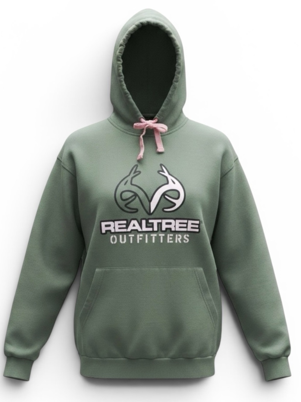 REALTREE OUTFITTERS Pink and Olive Green Kangaroo Pocket Hoodie Size Small